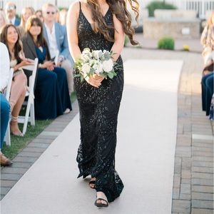 Mac Duggal Sequin Leaf Mermaid Gown black size 2